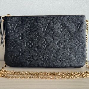 Louis Vuitton Black Double Zip Pochette Monogram Empreinte Leather